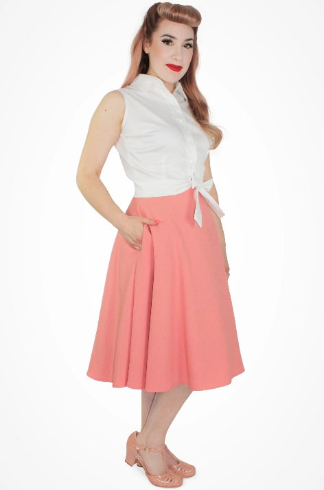 1950s White Tie Front Top