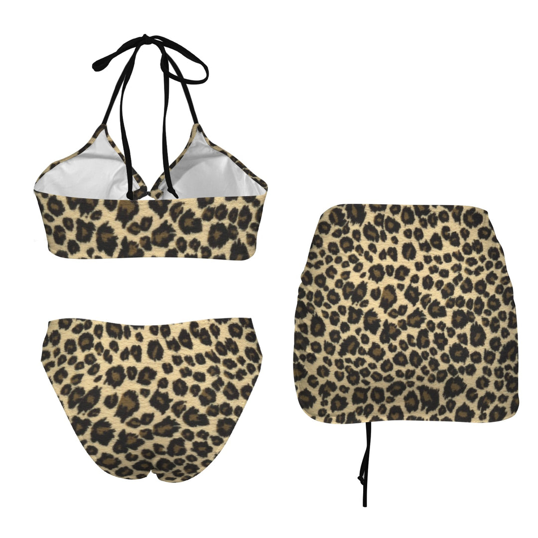 Leopard Retro Bikini Set with Skirt
