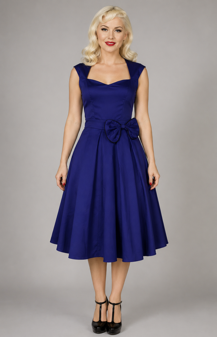 Vivienne Blue Bow Retro Dress