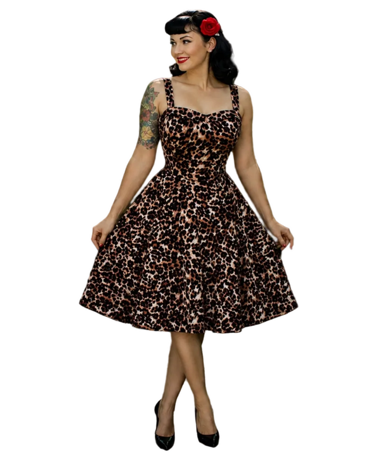 Leopard Print 1950s Swing Dress