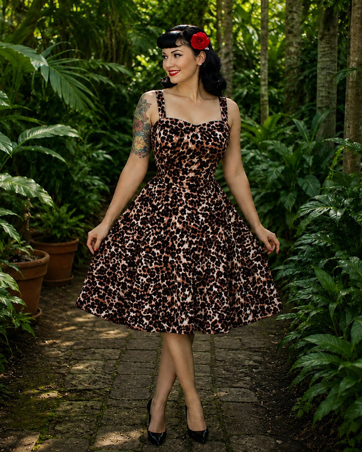 Leopard Print 1950s Swing Dress