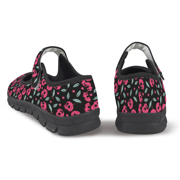 Cherry Skulls Mary Jane Barefoot Comfort Shoes – Wide Fit & Orthotic Friendly
