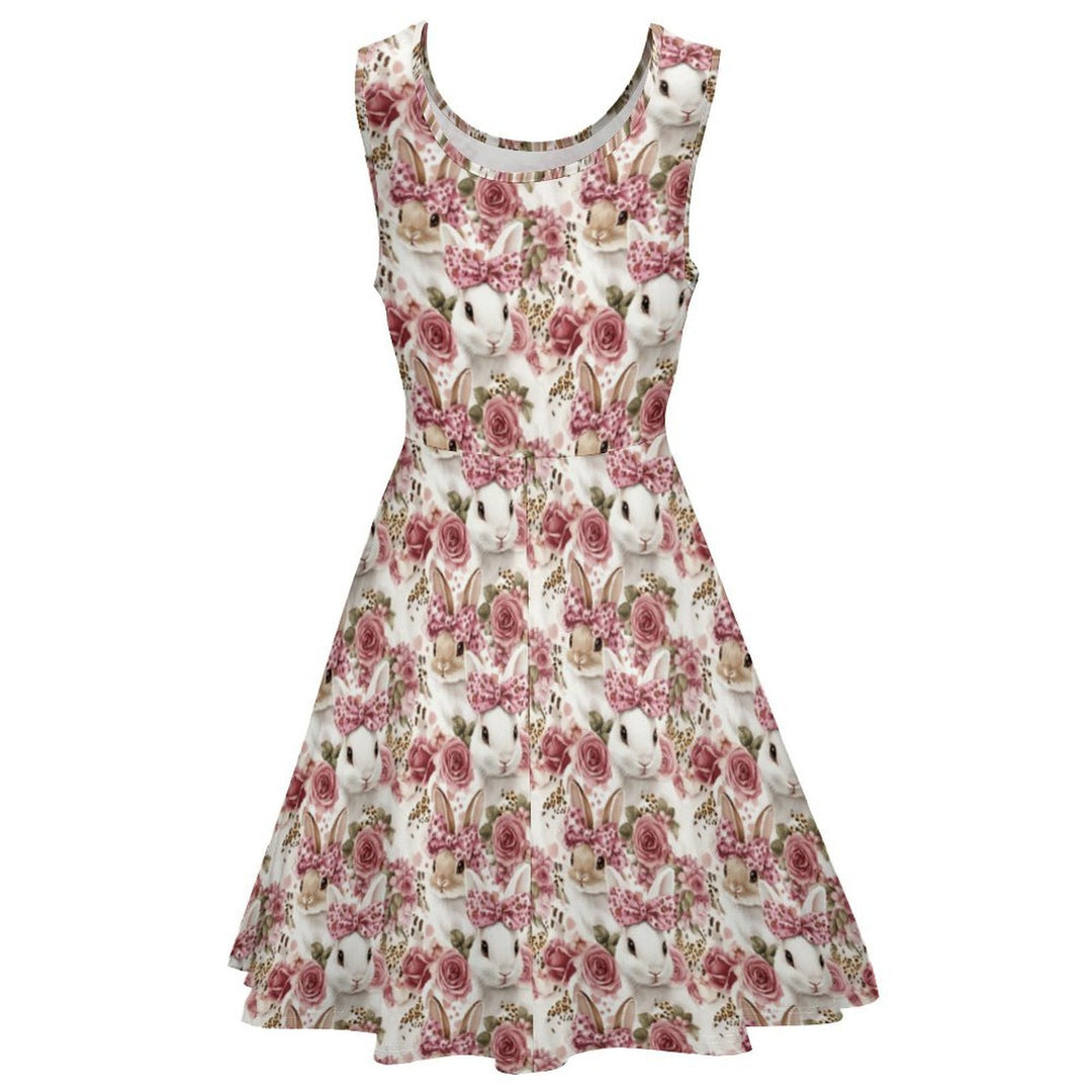 Cute pink bunny print rockabilly style dress