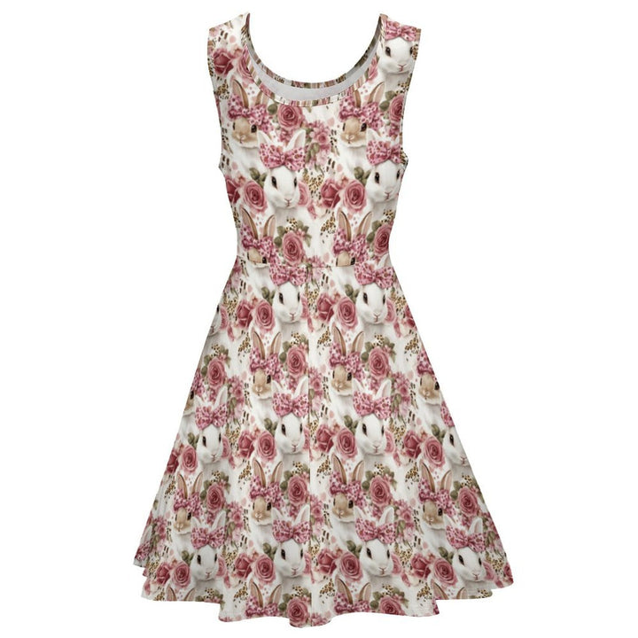 Cute pink bunny print rockabilly style dress