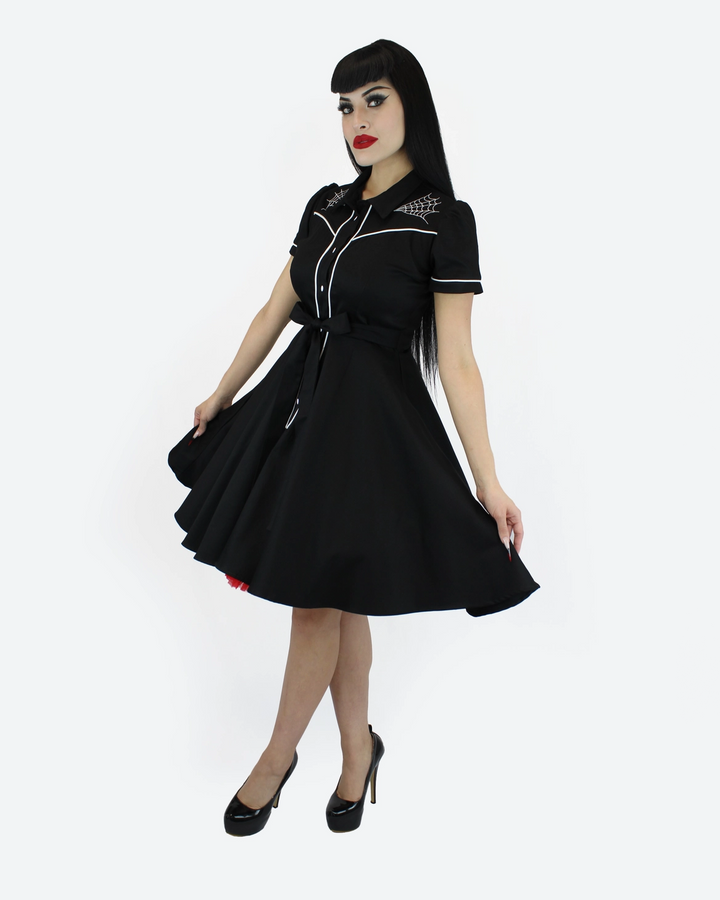 Black and white vintage western swing dress by Hemet