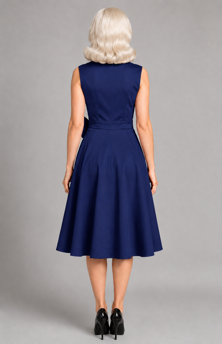 Vivienne Blue Bow Retro Dress