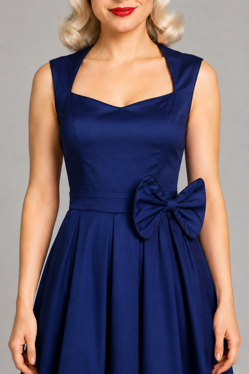 Vivienne Blue Bow Retro Dress