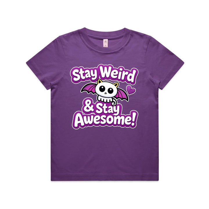 Kids Graphic T-Shirt Stay Weird – Girls Cotton Tee | As Colour Kids Shirt