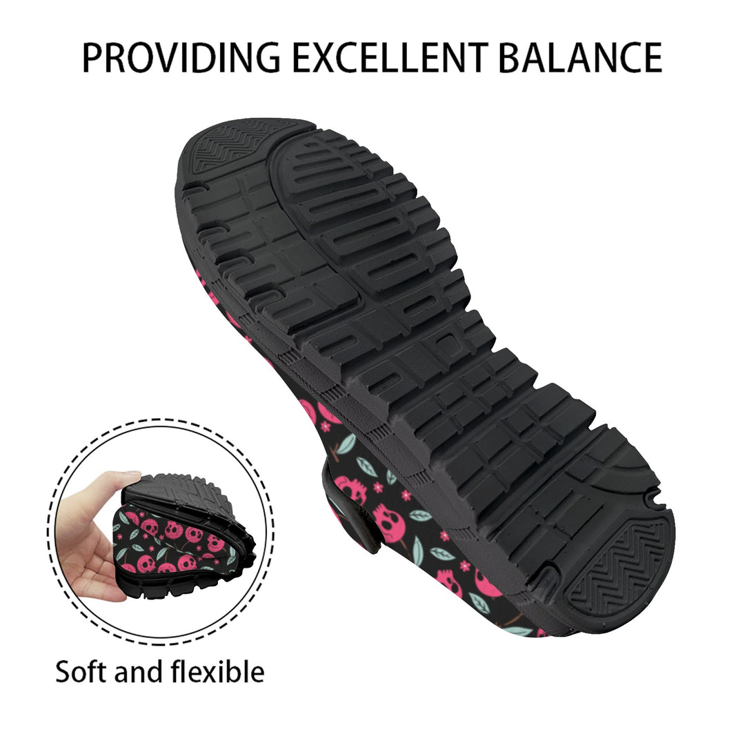 Cherry Skulls Mary Jane Barefoot Comfort Shoes – Wide Fit & Orthotic Friendly