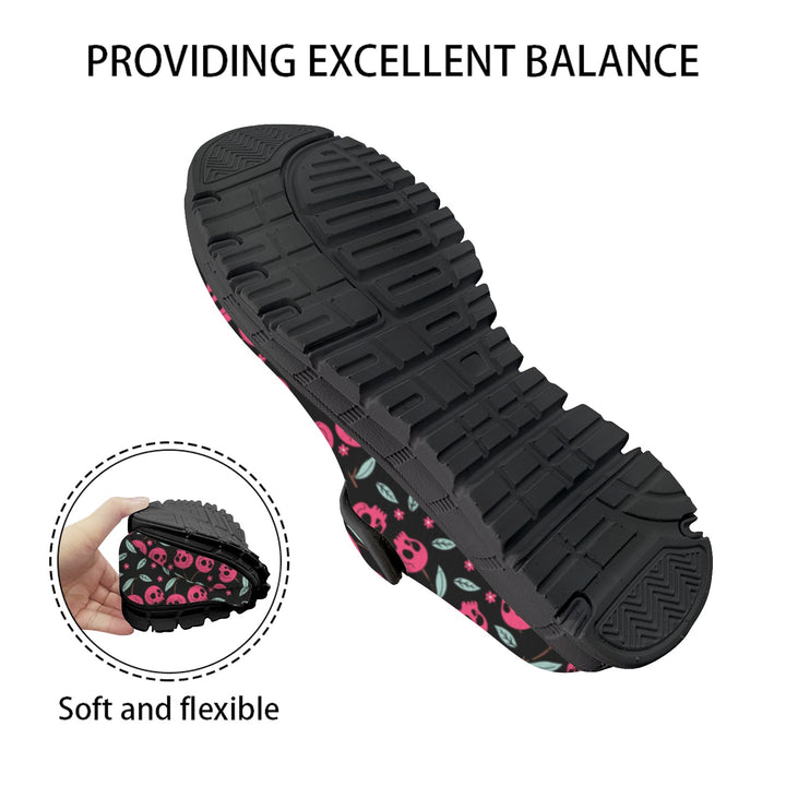 Cherry Skulls Mary Jane Barefoot Comfort Shoes – Wide Fit & Orthotic Friendly