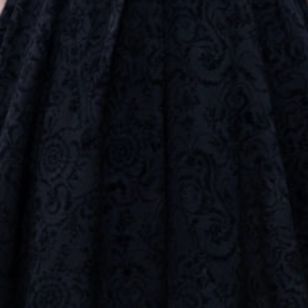 Black Damask 1950s Swing Dress