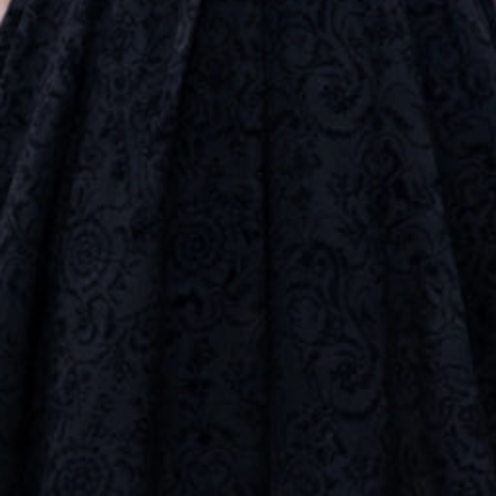 Black Damask 1950s Swing Dress