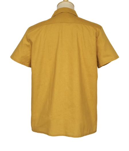 Plain mustard back of FJ Holden men's bowling shirt