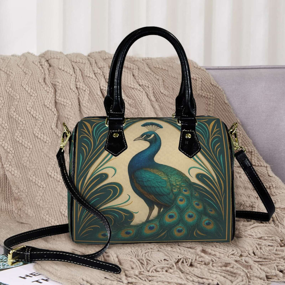 The Gilded Peacock Handbag – vintage-inspired art bag blending luxury, elegance, and retro flair.