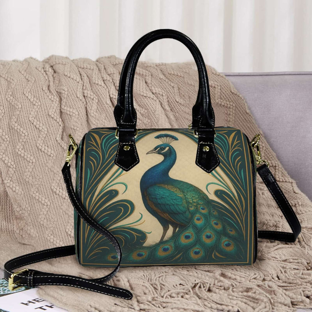 The Gilded Peacock Handbag – vintage-inspired art bag blending luxury, elegance, and retro flair.