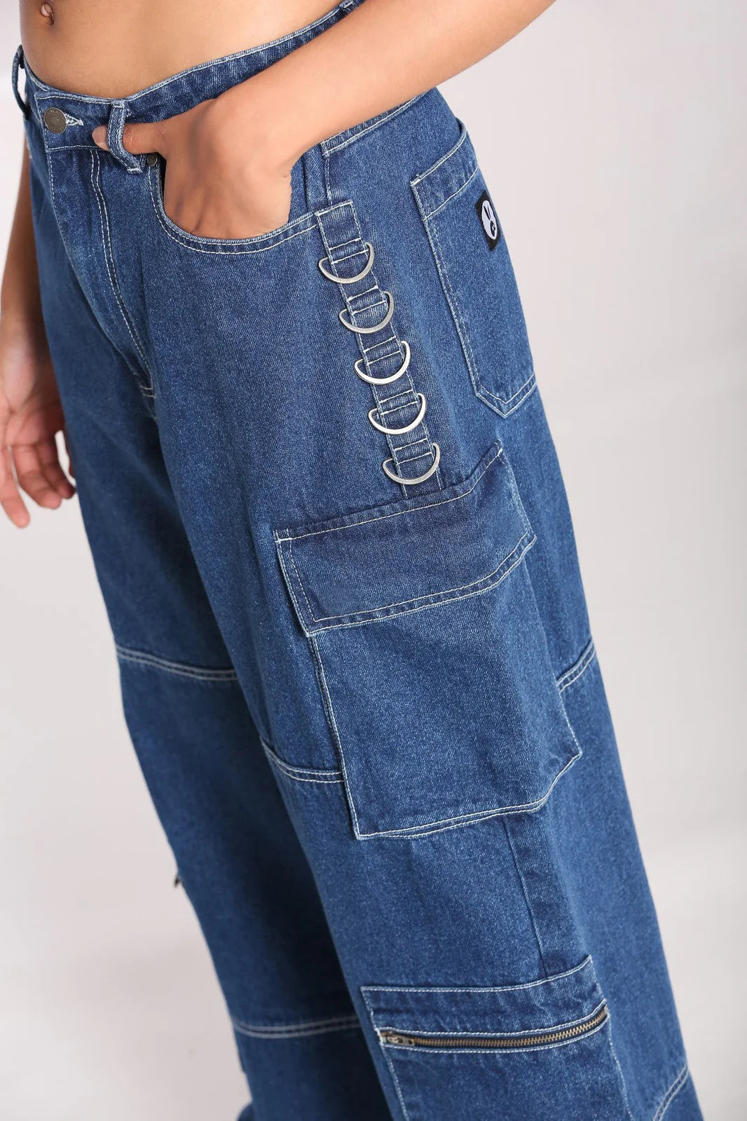 Jean cargo large Hell Bunny Cameron bleu