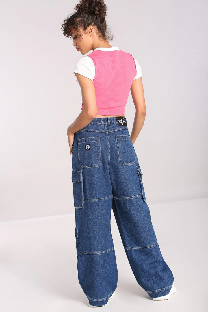 Jean cargo large Hell Bunny Cameron bleu