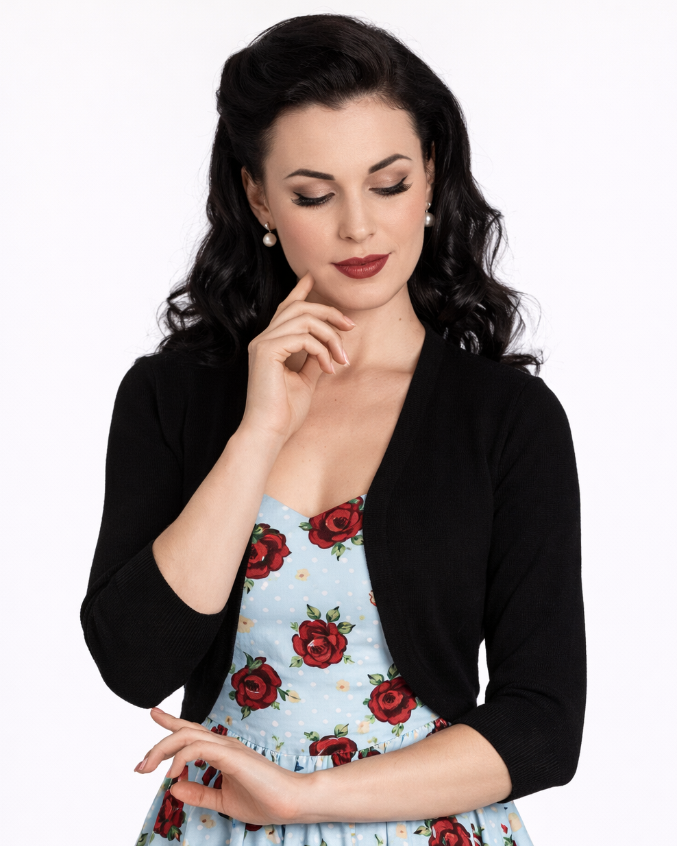 Hell Bunny Maggie bolero black vintage cropped cardigan