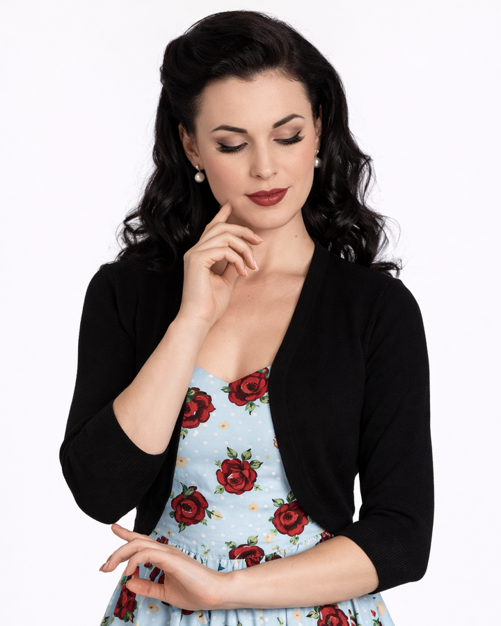 Hell Bunny Maggie bolero black vintage cropped cardigan