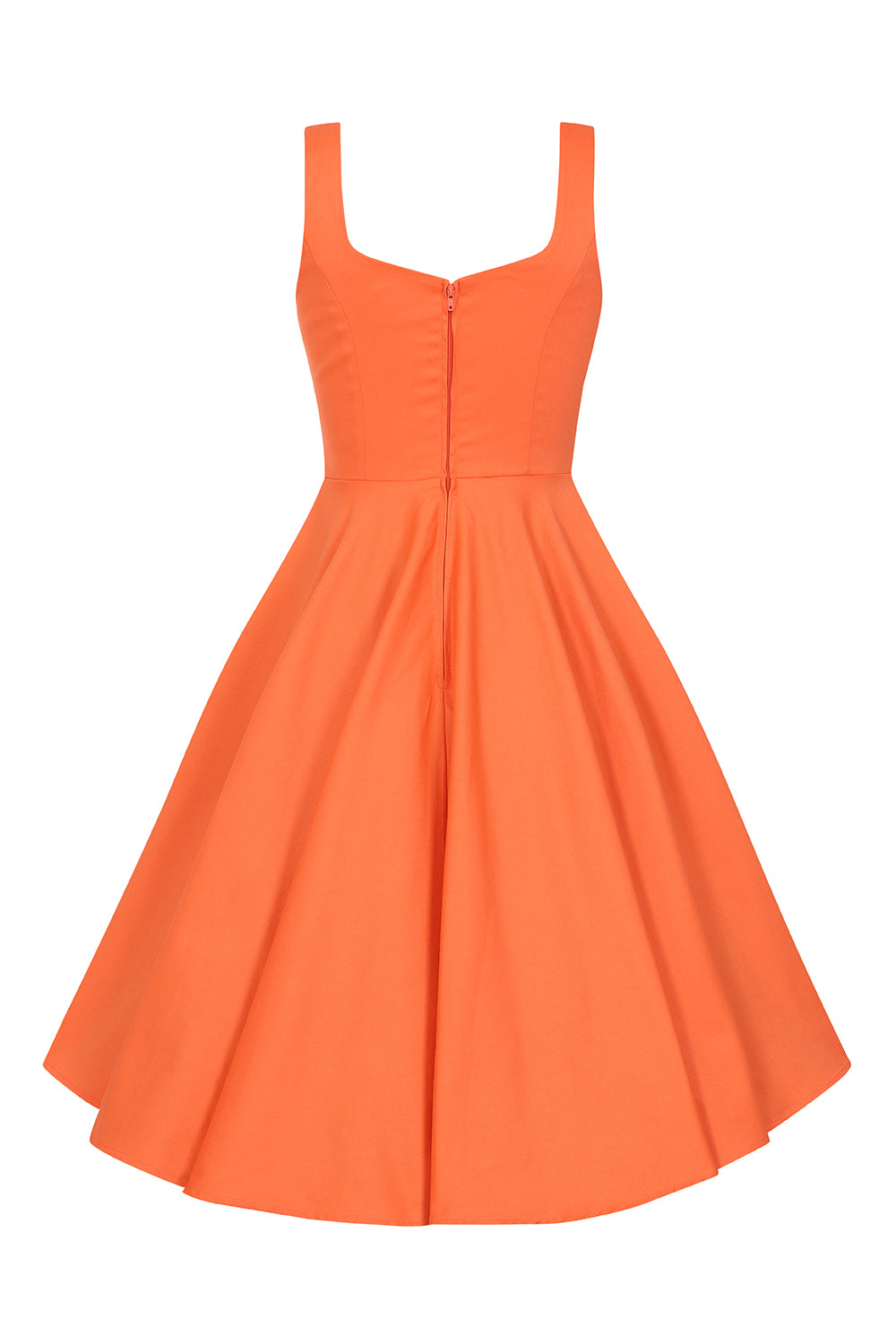 Hell Bunny Heidi Orange Cotton Satin 50s Midi Dress