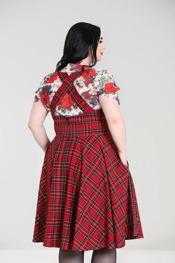Robe Salopette Écossaise Rouge Hell Bunny Irvine