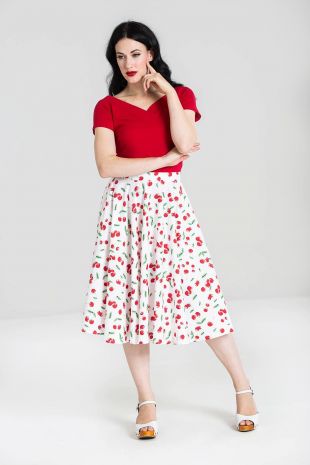 Hell Bunny Sweetie Cherry Print Skirt