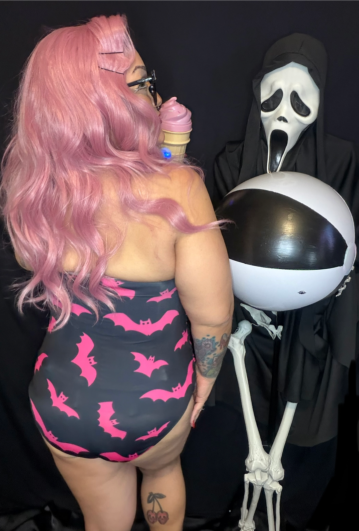 Mindy Morbs Pink Bat Glamour Swimsuit - Limited Edition Collab