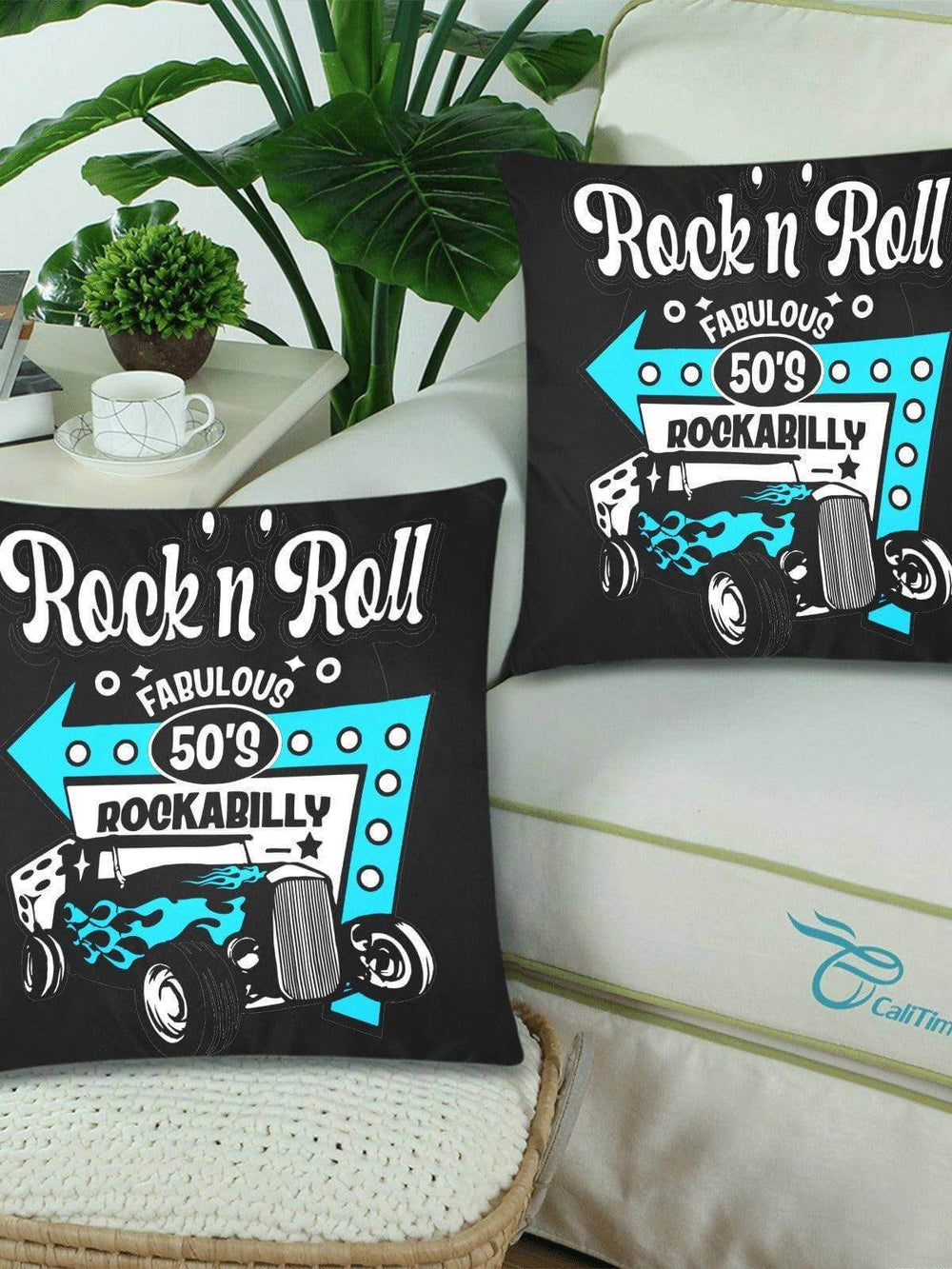 Fabulous 50s Throw Pillow Cover 18"x 18" (Twin Sides) (Set of 2) - Poison Arrow Retro