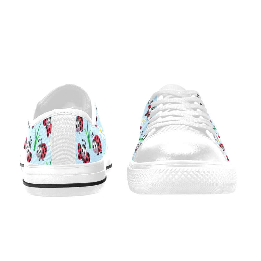 Ladybugs Womens Sneakers featuring a playful ladybug print on a comfortable canvas sneaker design.