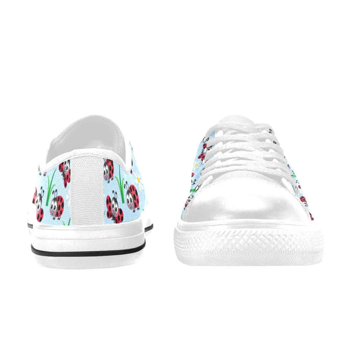 Ladybugs Womens Sneakers featuring a playful ladybug print on a comfortable canvas sneaker design.