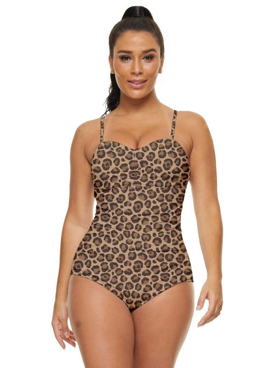 Leopard Print Retro Full Coverage Swimsuit