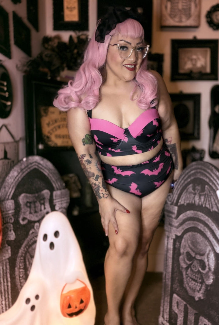 Mindy Morbs Pink Bat bikini full front view