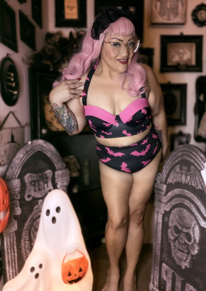 Mindy Morbs Pink Bat glamour bikini lifestyle view