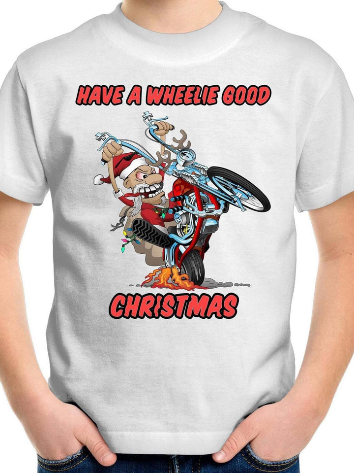HAVE A WHEELIE GOOD CHRISTMAS - Kids Youth Crew T-Shirt 2-14 - Poison Arrow Retro