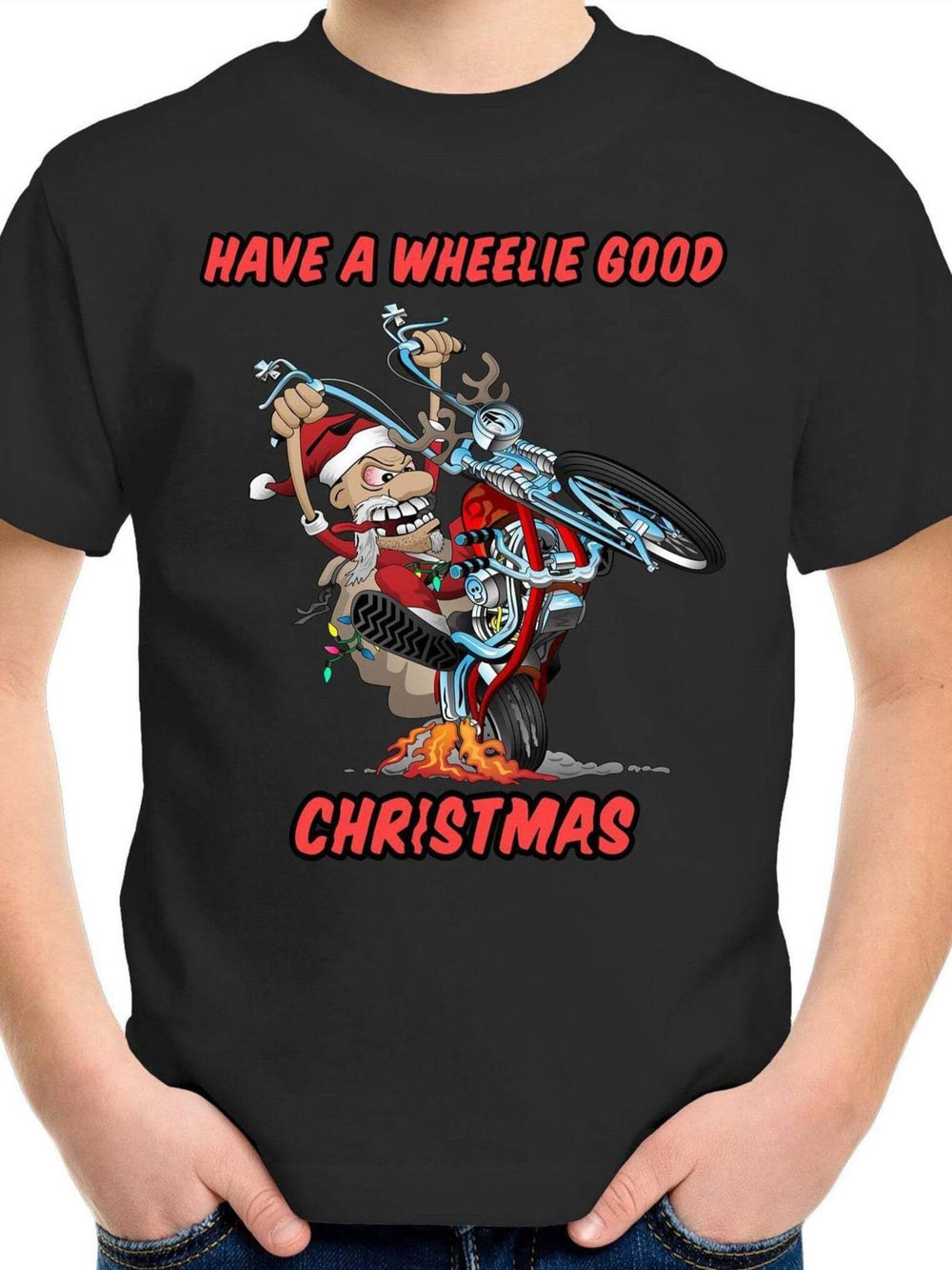 HAVE A WHEELIE GOOD CHRISTMAS - Kids Youth Crew T-Shirt 2-14 - Poison Arrow Retro