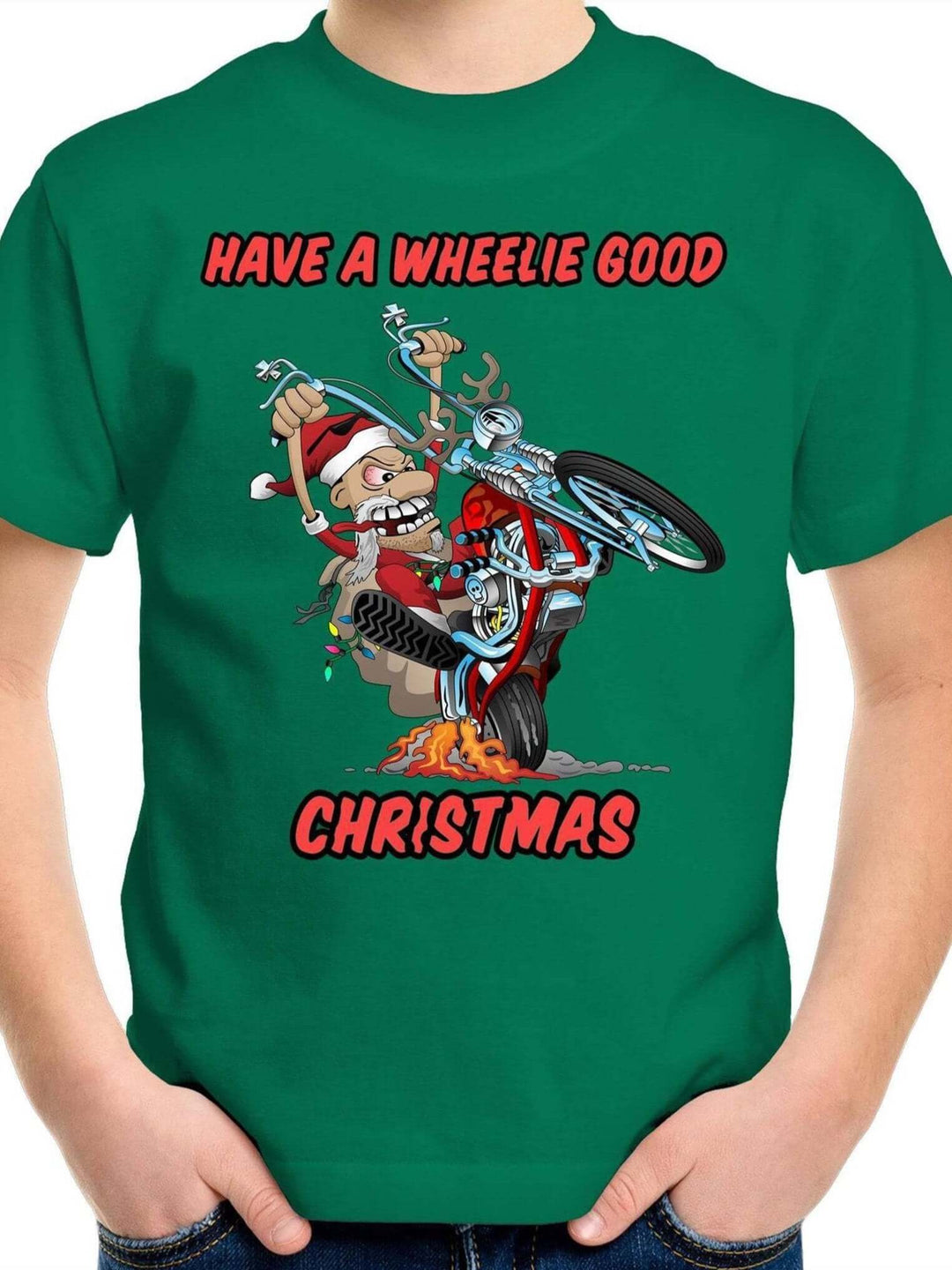 HAVE A WHEELIE GOOD CHRISTMAS - Kids Youth Crew T-Shirt 2-14 - Poison Arrow Retro