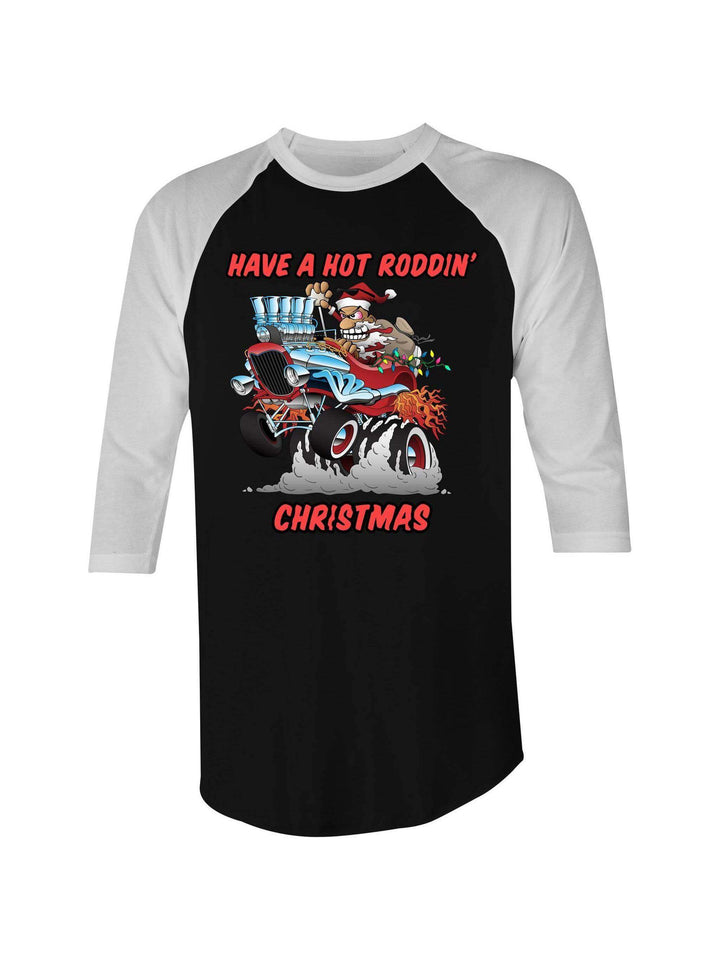 Hot Roddin' Christmas 3/4 Raglan Sleeve T-Shirt - Poison Arrow Retro