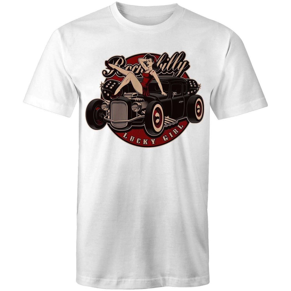 Rockabilly Lucky Girl - Mens T-Shirt - Poison Arrow Retro