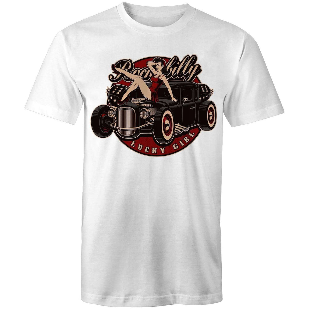 Rockabilly Lucky Girl - Mens T-Shirt - Poison Arrow Retro