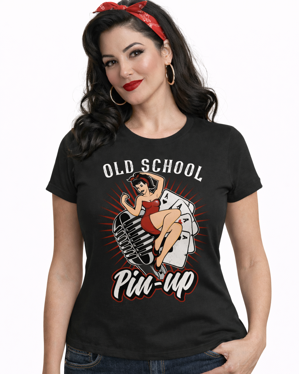 old school pinup womens tshirt