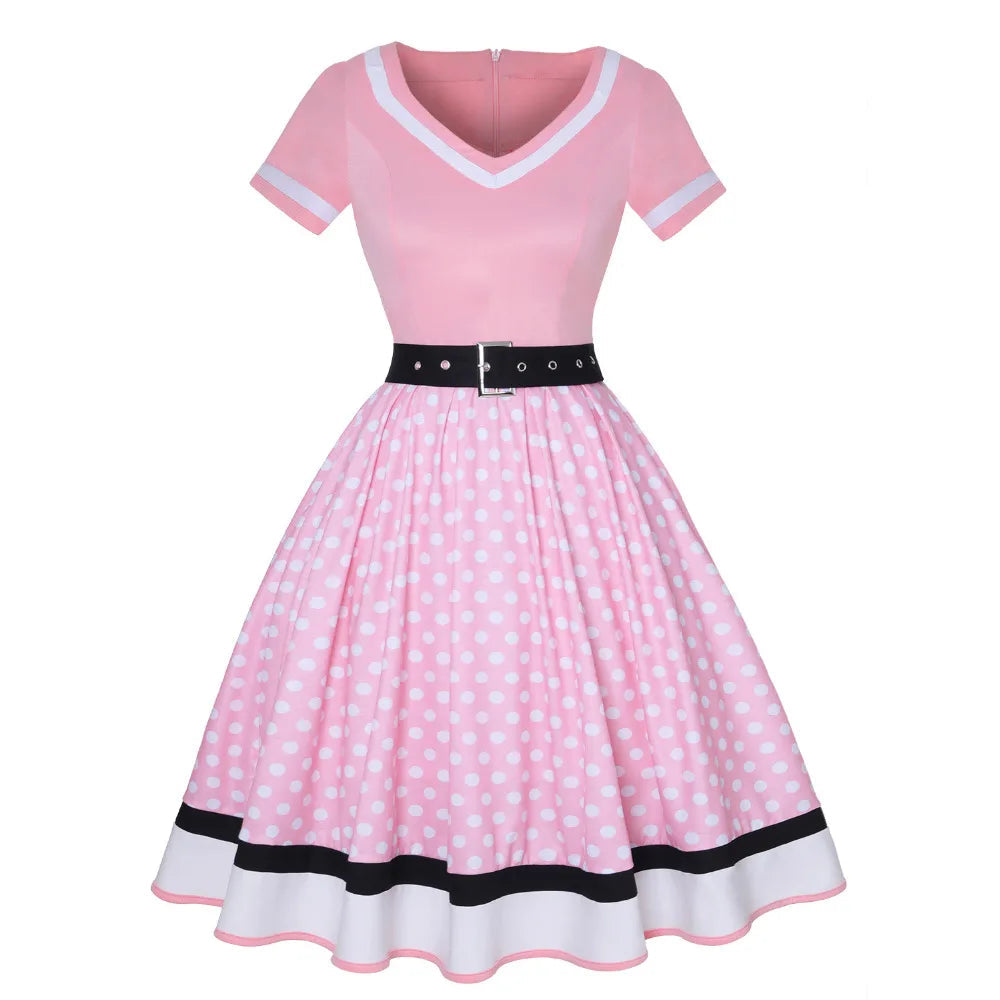 Pink Polka Dot 50s Dress