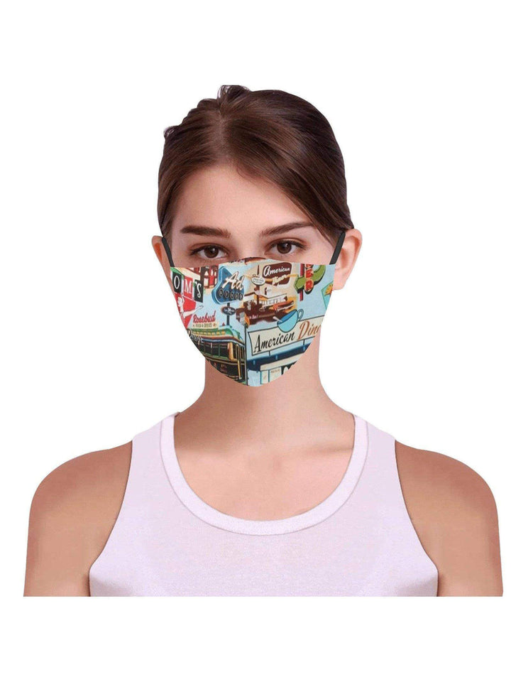 REUSABLE FACE MASKS WITH FILTERS - HAPPY DAZE DINER - Poison Arrow Retro