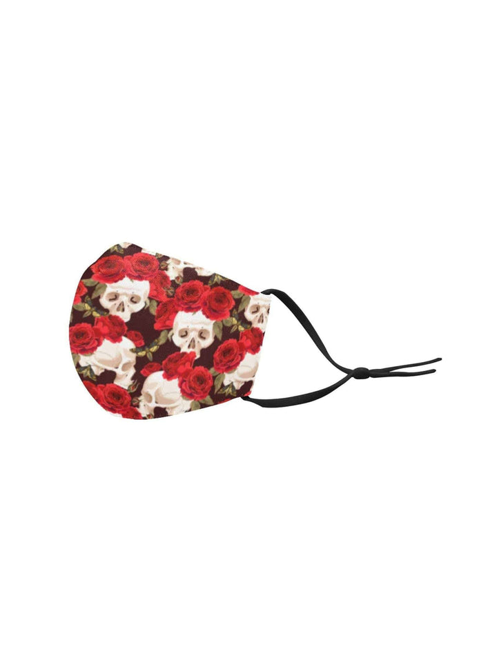 REUSABLE FACE MASKS WITH FILTERS - SKULLS AND ROSES - Poison Arrow Retro