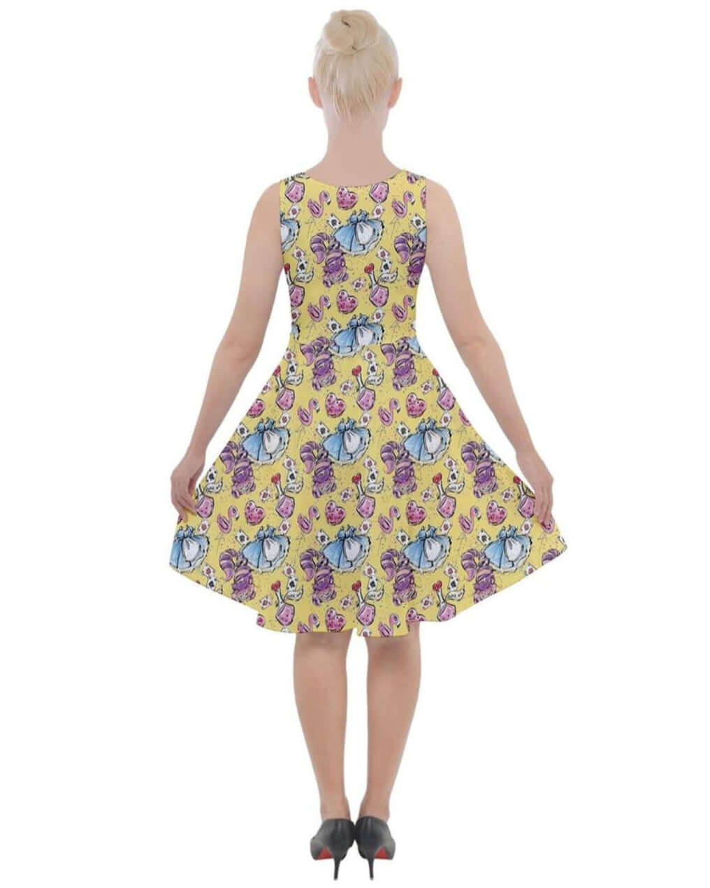 Alice in Wonderland Knee Length Skater Dress With Pockets - Poison Arrow Retro