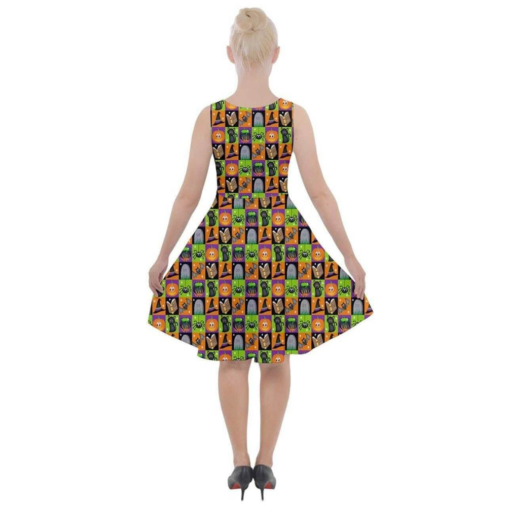 BLACK MAGIC KNEE LENGTH SKATER DRESS WITH POCKETS - Poison Arrow Retro