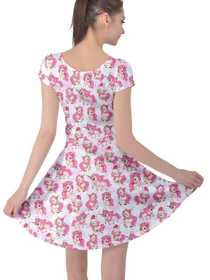 Christmas Unicorns Cap Sleeve Dress - Poison Arrow Retro