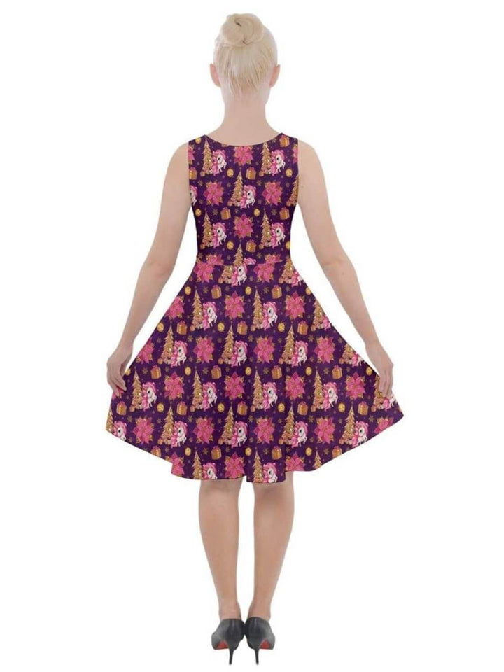 CHRISTMAS UNICORNS Knee Length Skater Dress With Pockets - Poison Arrow Retro