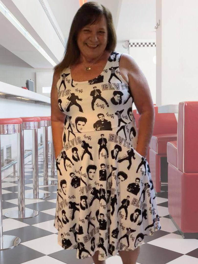 Elvis Knee Length Skater Dress With Pockets - Poison Arrow Retro