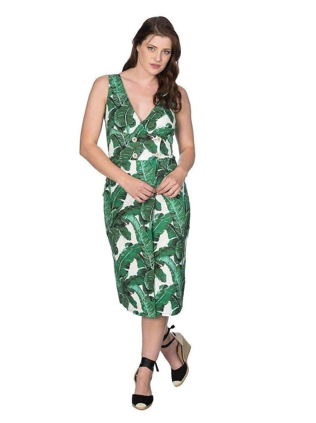 Tropical leaves dress – tropical print dresses for women Australia