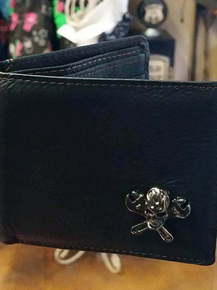 Leather Skulls & Spanner Wallet - Poison Arrow Retro
